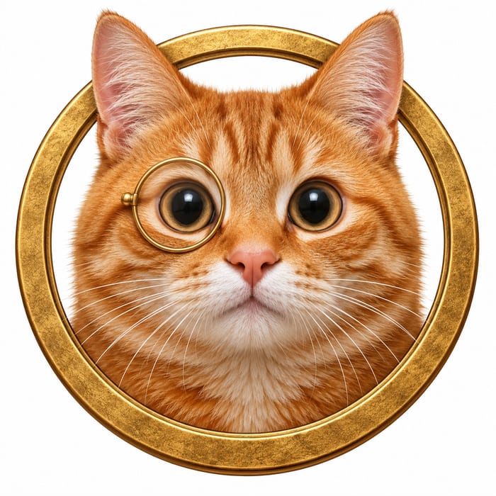 HiSociety logo featuring an orange tabby cat’s face with a thin gold monocle and a wide-eyed expression.